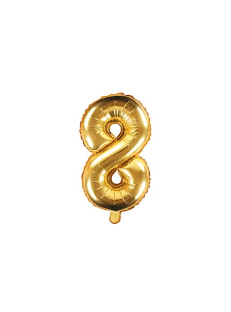 Globo foil “8“ en dorado 35 cm - Partydeco | Funidelia