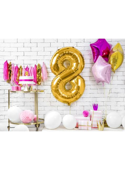 Globo foil “8“ en dorado 86 cm - Partydeco | Funidelia