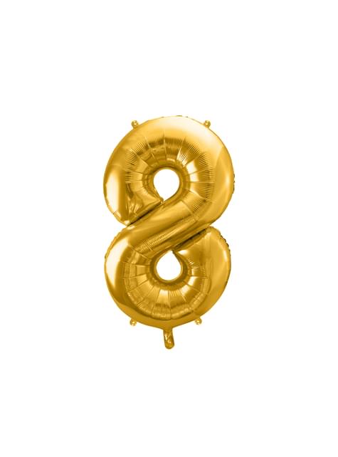 Globo foil “8“ en dorado 86 cm - Partydeco | Funidelia