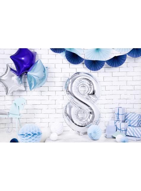 Globo foil “8“ en plateado 86 cm - Partydeco | Funidelia