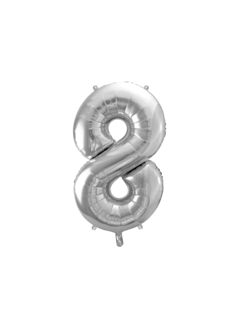 Globo foil “8“ en plateado 86 cm - Partydeco | Funidelia