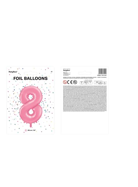 Globo foil “8“ en rosa 86 cm