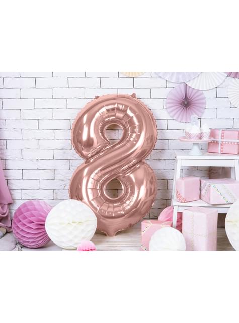Globo foil “8“ oro rosa (86 cm) - Partydeco | Funidelia