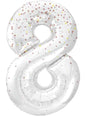 Globo foil “8“ plateado con detalles rosas (86cm)