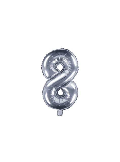 Globo foil “8“ plateado - Partydeco | Funidelia