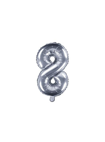 Globo foil “8“ plateado - Partydeco | Funidelia