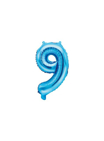 Globo foil “9“ en azul 35 cm - Partydeco | Funidelia