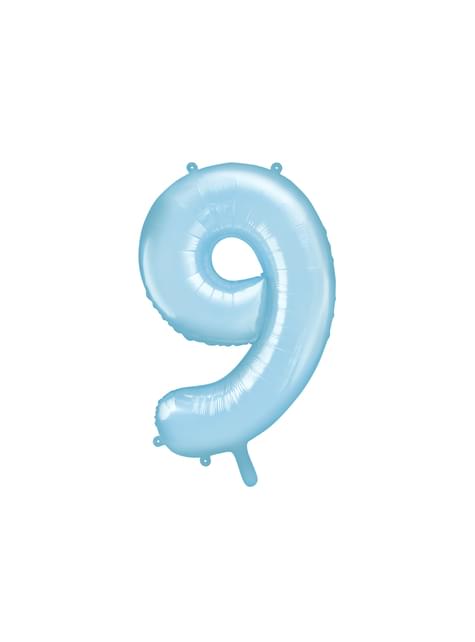 Globo foil “9“ en azul claro 86 cm - Partydeco | Funidelia