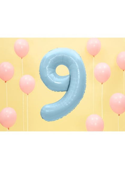 Globo foil “9“ en azul claro 86 cm - Partydeco | Funidelia