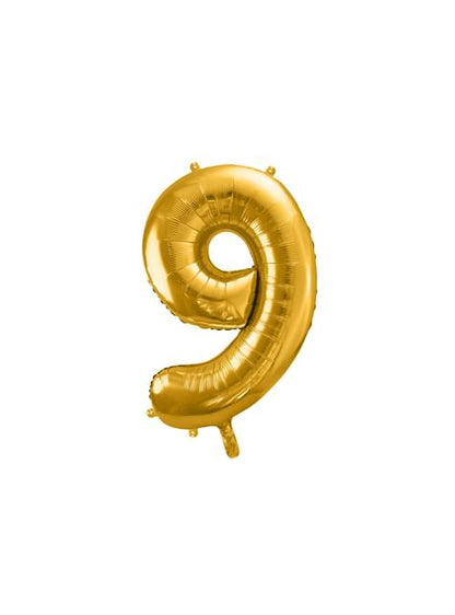 Globo foil “9“ en dorado 86 cm - Partydeco | Funidelia