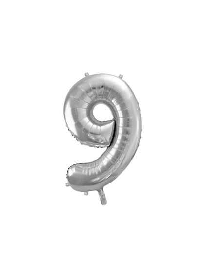 Globo foil “9“ en plateado 86 cm - Partydeco | Funidelia