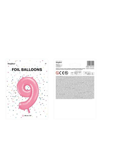 Globo foil “9“ en rosa 86 cm - Partydeco | Funidelia
