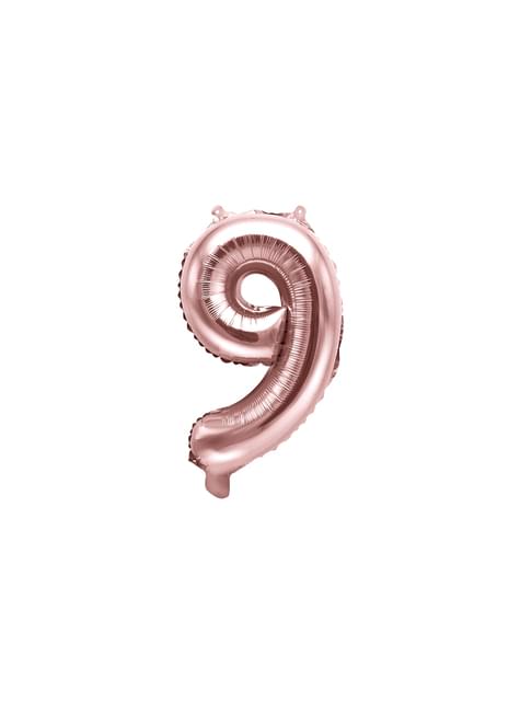 Globo foil “9“ oro rosa (35 cm)