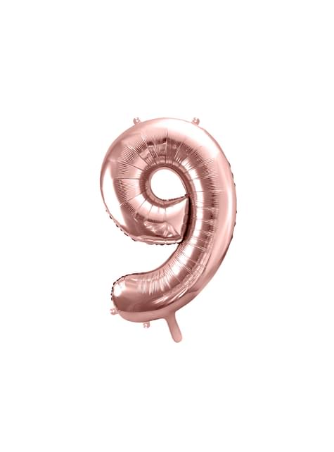 Globo foil “9“ oro rosa (86 cm) - Partydeco | Funidelia