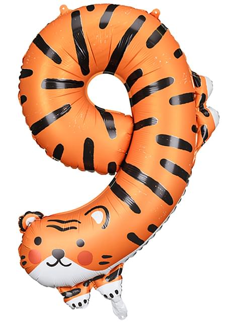 Globo foil “9“ tigre - Partydeco | Funidelia