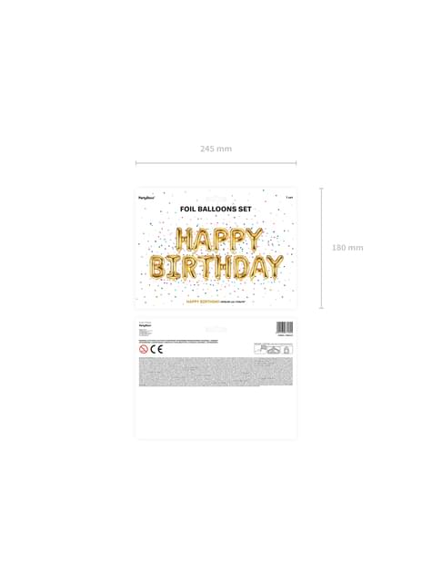 Globo foil “Happy Birthday“ dorado