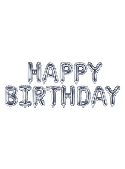 Globo foil “Happy Birthday“ plateado - Partydeco | Funidelia