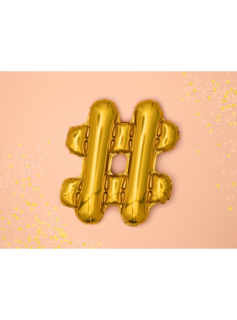 Globo foil hashtag dorado