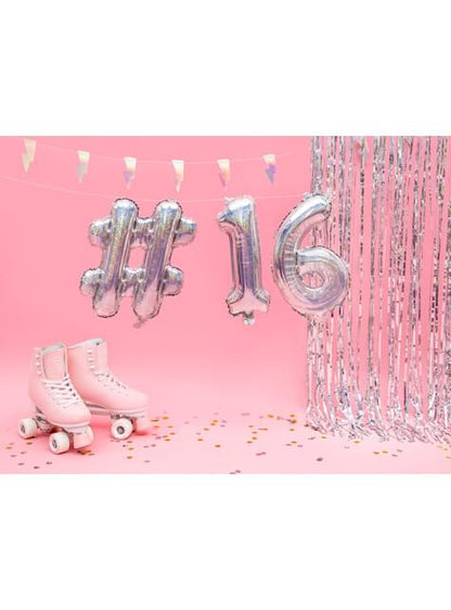 Globo foil hashtag plateado con purpurina - Partydeco | Funidelia