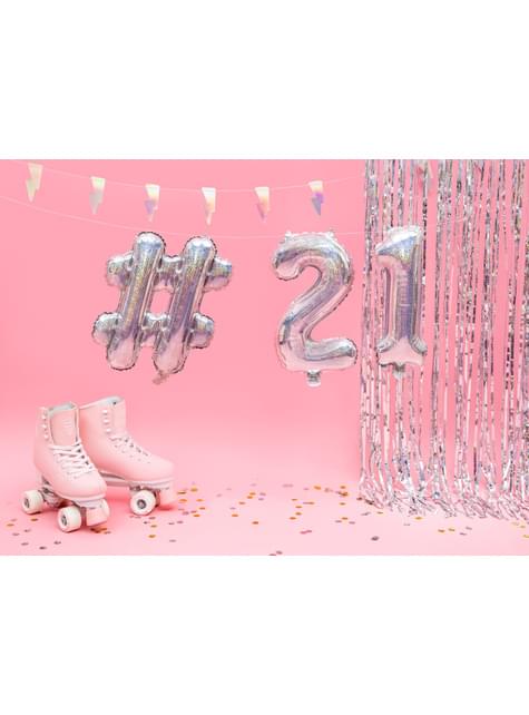 Globo foil hashtag plateado con purpurina - Partydeco | Funidelia