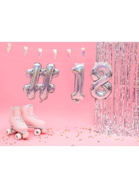 Globo foil hashtag plateado con purpurina - Partydeco | Funidelia