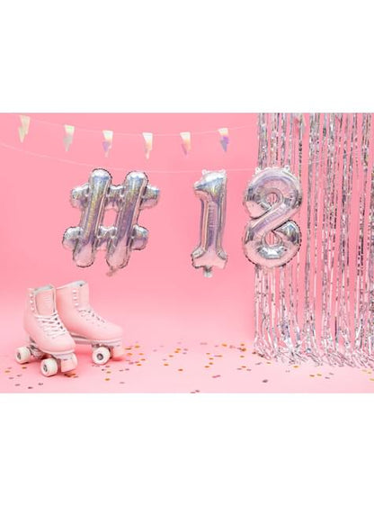 Globo foil hashtag plateado con purpurina - Partydeco | Funidelia