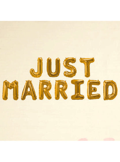 Globo foil “Just married“ en dorado - Glitz & Glamour Black & Gold - Neviti | Funidelia