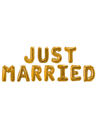 Globo foil “Just married“ en dorado - Glitz & Glamour Black & Gold - Neviti | Funidelia
