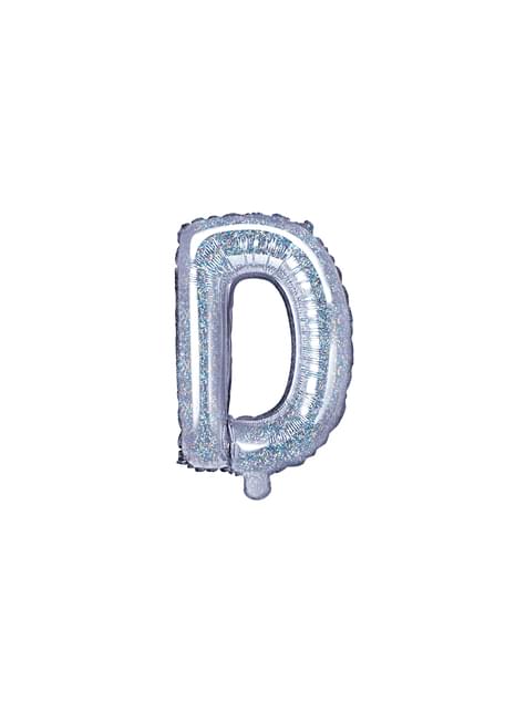 Globo foil letra D plateado con purpurina - Partydeco | Funidelia