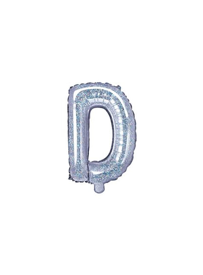 Globo foil letra D plateado con purpurina - Partydeco | Funidelia