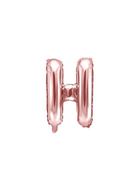 Globo foil letra H oro rosa