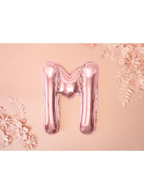 Globo foil letra M oro rosa