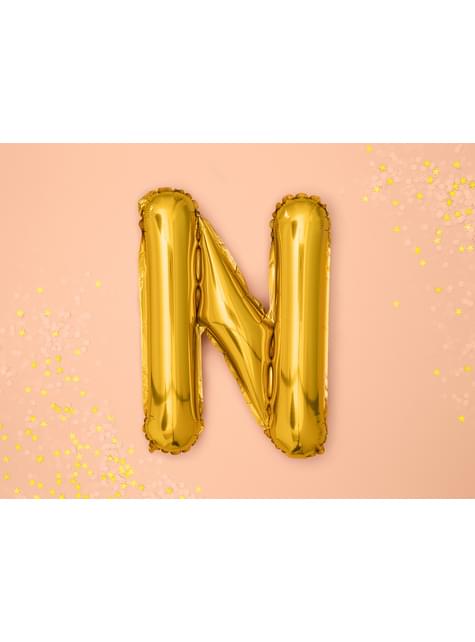 Globo foil letra N dorado - Partydeco | Funidelia