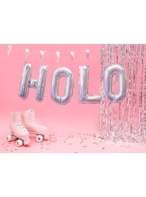 Globo foil letra O plateado con purpurina - Partydeco | Funidelia