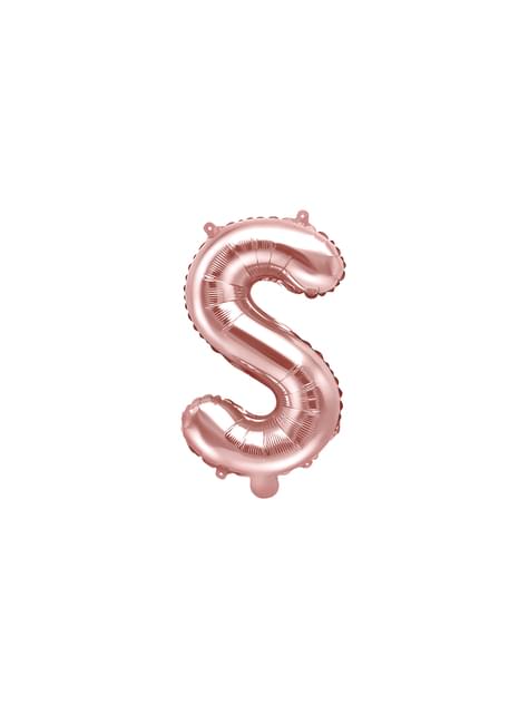 Globo foil letra S oro rosa