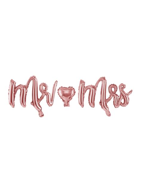 Globo foil “Mr Mrs“ oro rosa - Partydeco | Funidelia