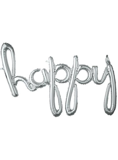 Globo happy plateado en minúsculas - AMSCAN | Funidelia