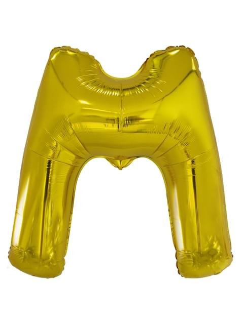 Globo letra M dorado (86 cm)