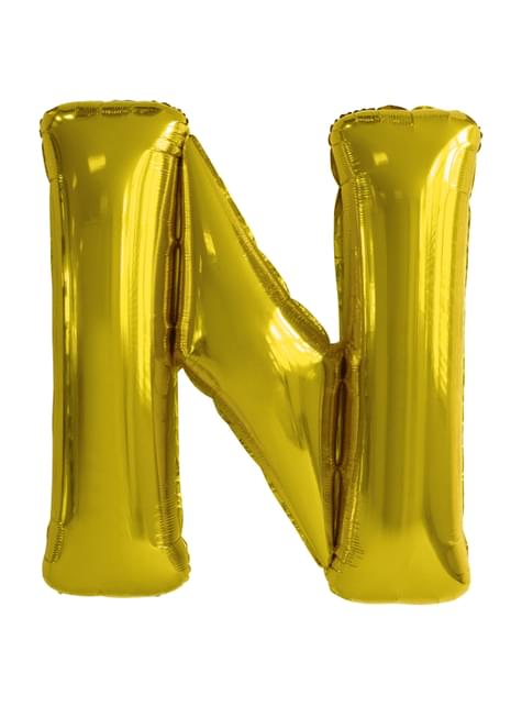 Globo letra N dorado (86 cm)