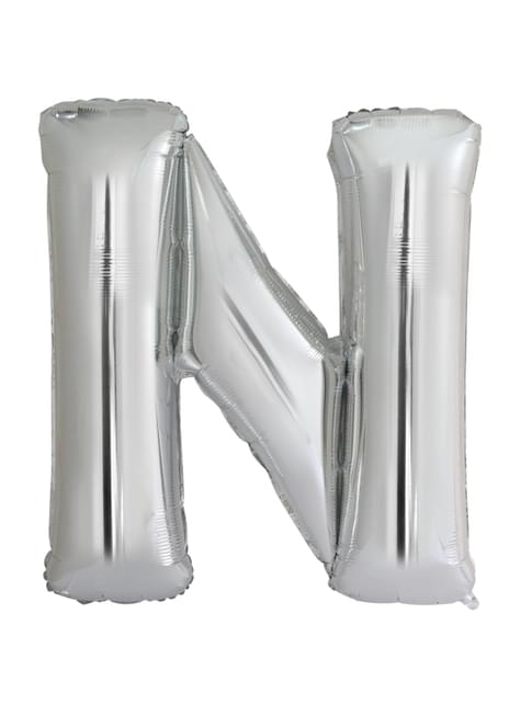 Globo letra N plateado (86 cm)