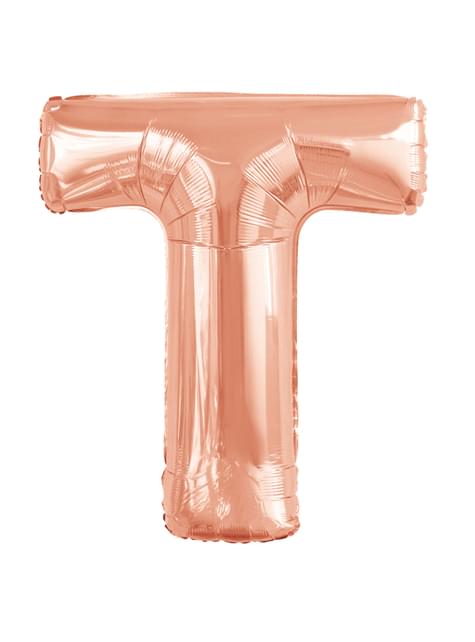Globo letra T oro rosa (86 cm)