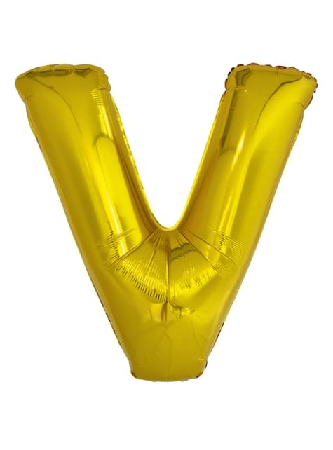 Globo letra V dorado (86 cm)