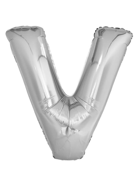 Globo letra V plateado (86 cm)