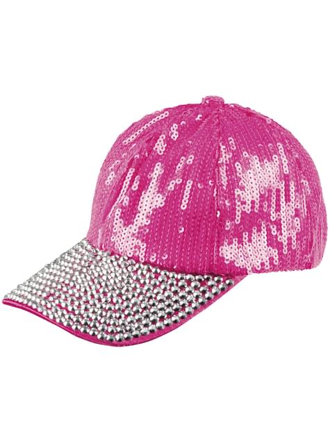 Gorra de lentejuelas rosa para mujer