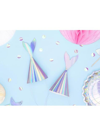 6 gorritos de fiesta cola de sirena iridiscente - Iridescent Mermaid