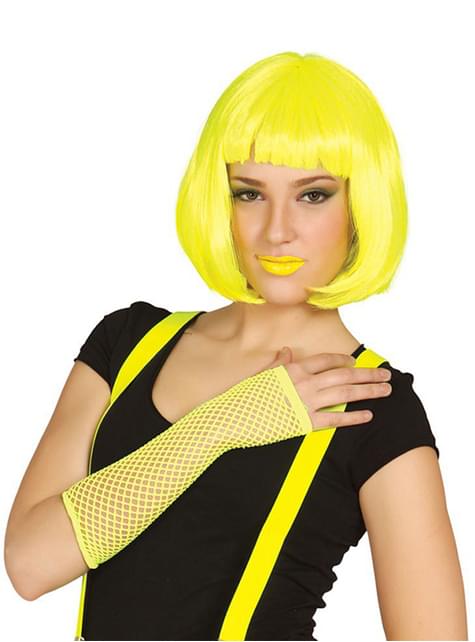 Guante de rejilla amarillo neón
