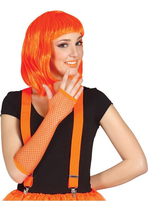 Guante de rejilla naranja neón