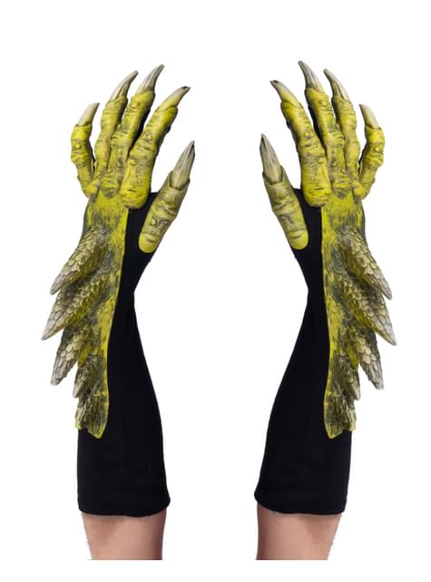 Guantes de dragón verde para adulto