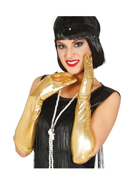 Guantes dorados para adulto largos