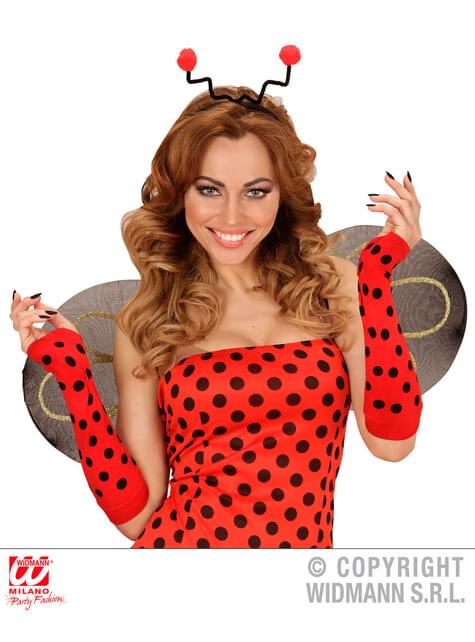 Guantes largos de mariquita para mujer